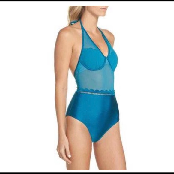 Ted Baker Scallop Mesh Swimsuit - Picture 1 of 7
